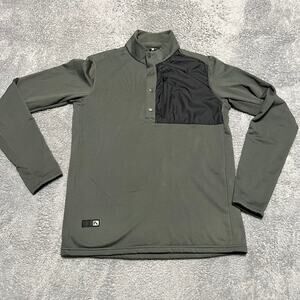 Flylow Micah Fleece Mens Medium Micro Grid Snap T Pullover Gray Hiking Outdoors